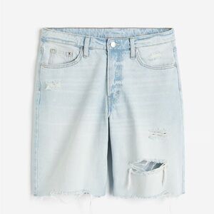 Light Blue Distressed Denim Shorts